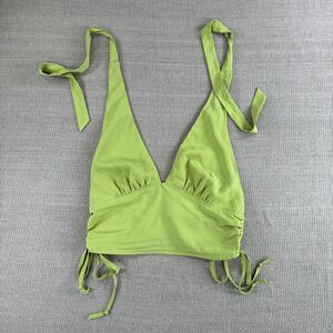 Green Y2K Cropped Halter Top Rave Going Out Party Top Festival Shirt LA Hearts S